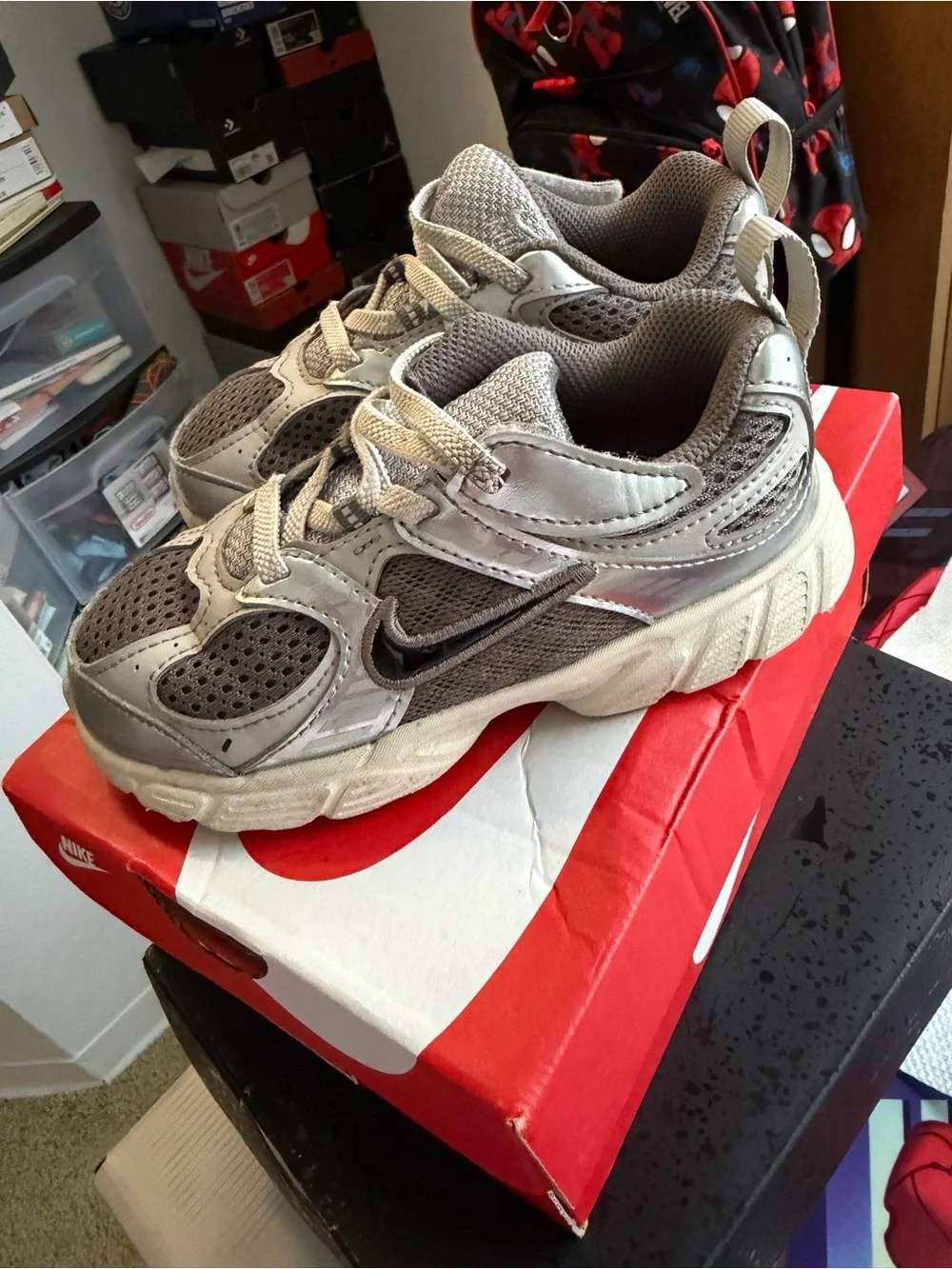 Nike Kids Sneakers in Taupe and Silver Accents